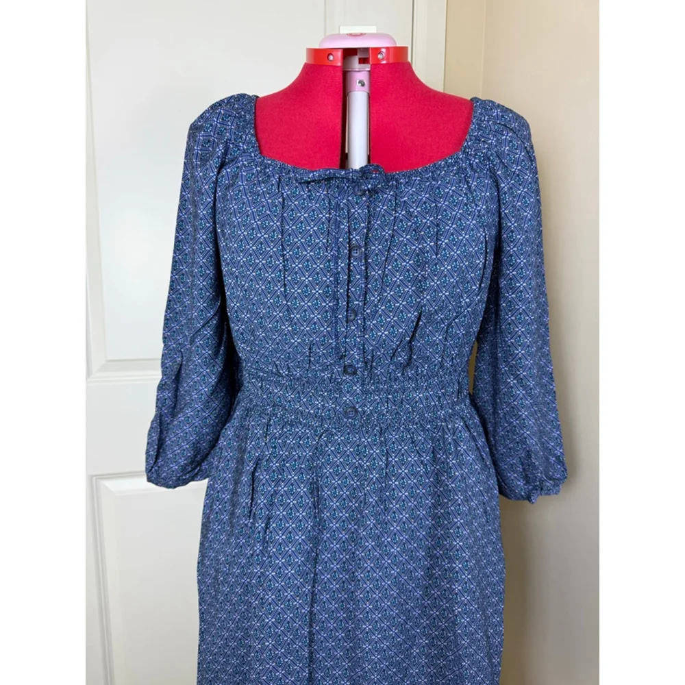 lucky brand long sleeve dress Lucky Brand Women's Floral Long Sleeve Midi Dress - Blue Floral
